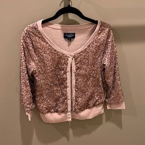 Pink sequined cardigan